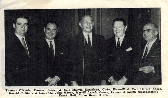 Harold Shore of Harold C. Shore & Co., Inc., with Thomas O'Keefe, Marvin Danielson, John Mayer and Frank Hall.