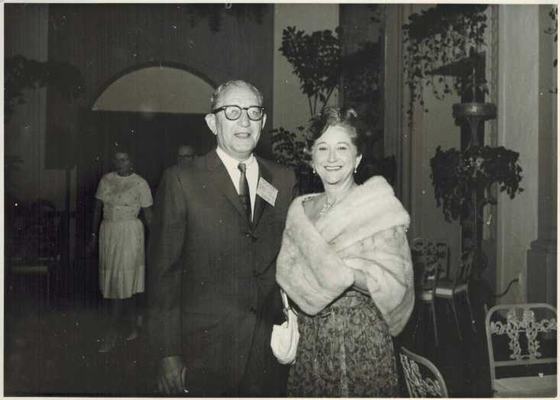 Harold and Mae at a convention reception, Mae in a fur stole.
