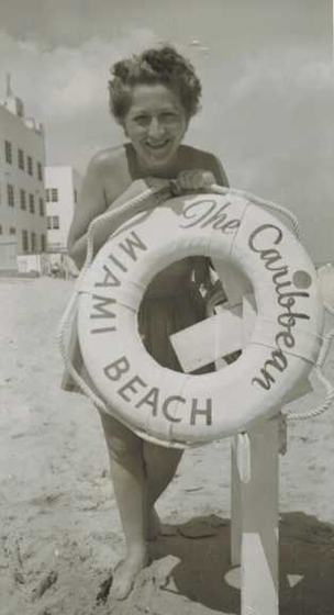 Mae with the same life ring, The Caribbean, Miami Beach.